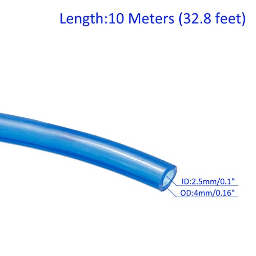 M METERXITY Pneumatic Tubing - Air Compressor PU Line Hose Apply to Water Fluid Transfer(2.5mm ID x 4mm OD, 32.8 Ft Length, Blue) - size: 32.8 Ft