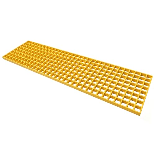Agfabric 12x48x1in Molded Fiberglass Grating Cover Concave, Heavy Duty FRP Cover for Farm, Trench Drain, Driveway Patio Drain Channel, Wearproof, Rustless, Prevent Debris, Yellow, 1 Pack - color: Yellow, size: 1ftx4ft x 1in