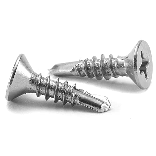 #8 x 5/8" Sheet Metal Screws 100Pcs 410 Stainless Steel Flat Head Tek Screws Fast Self Tapping Screws by SG TZH - size: #8 x 5/8"