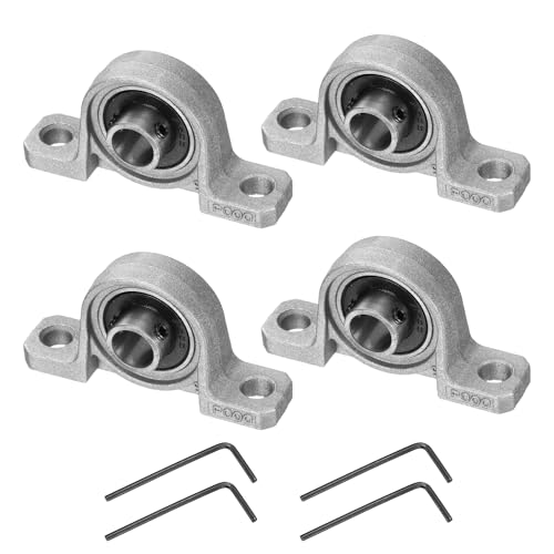 uxcell 4pcs KP000 Pillow Block Bearings 10mm Bore Bearing Units Zinc Alloy Flange Mounted Bearing Housing, P6(ABEC3) - size: KP000