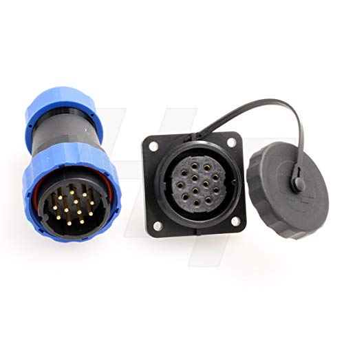 HangTon HE29 12 Pin Connector Circular Male Female Plastic Cable Plug and 4-Screw Panel Socket for Power Industrial Waterproof IP68 Outdoor Devices - size: 12 pin