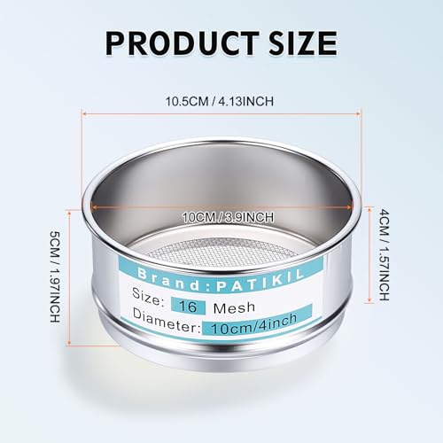 PATIKIL Lab Sieve 16 Mesh(1.25mm) 3.9"(10cm) Diameter Sifting Screen - size: 16 Mesh(1.25mm)/3.9"