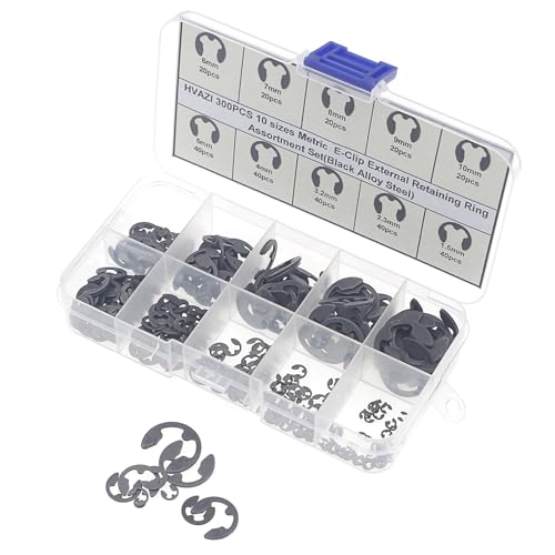 300PCS DIN 6799 Metric 1.5-10mm E-Clip External Retaining Ring Kit