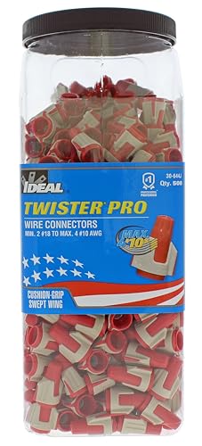 IDEAL Electrical Twister PRO (30-644J) Red/Tan 8 AWG Wire Connectors, 500ct - color: Yellow,Gray,Red, size: Jar of 500