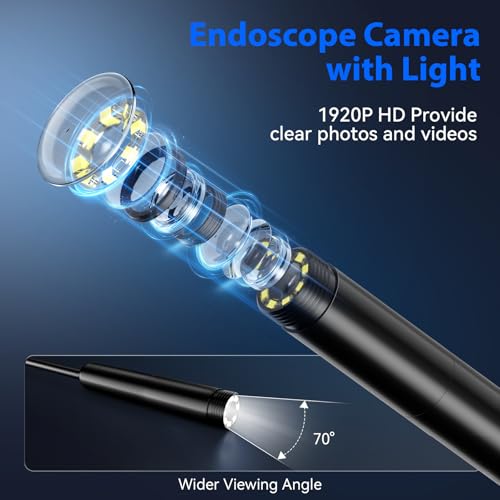 Endoscope Camera with Light, 1920P HD Phone Camera - 16.4FT - size: 16.4FT, style: Single Lens