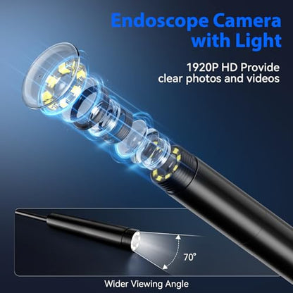 Endoscope Camera with Light, 1920P HD Phone Camera - 16.4FT - size: 16.4FT, style: Single Lens