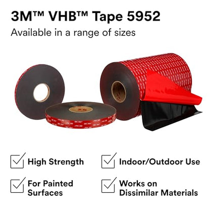 3M VHB Tape 5952 Double-Sided Acrylic Foam Tape, Black, 1 in x 36 yd - style: 1 in x 36 yd