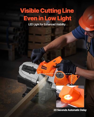 VEVOR 20V Portable Band Saw, 2.56-Inch Deep Cut, 360W Cordless Compact Bandsaw with Brushless Motor, Adjustable Speed, for Cutting Metal, Wood, Compatible with Makita Batteries (Bare Tool Only) - style: 2.56inch Bare Tool only