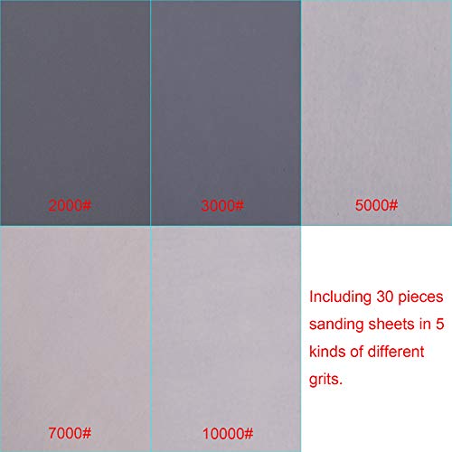 AUSTOR 30 Pieces Wet and Dry Sandpaper Assortment Fine Grit Sanding Sheets