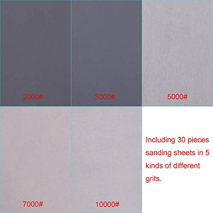 AUSTOR 30 Pieces Wet and Dry Sandpaper Assortment Fine Grit Sanding Sheets