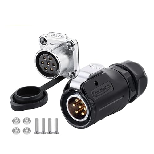 CNLINKO LP20 Series Waterproof Connector, IP68 Laundry Machine Power Connector, Male Female Led 7 Pin M20 Connector for LED Lamp Project Cable Assemble Type (7 pin) - size: 7 PIN, style: Black/4-Hole Socket