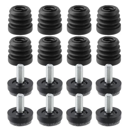 Antrader 8Pcs Inserts for Round Tubes with Felt Leveling Feet - size: 1"(25mm)x M8