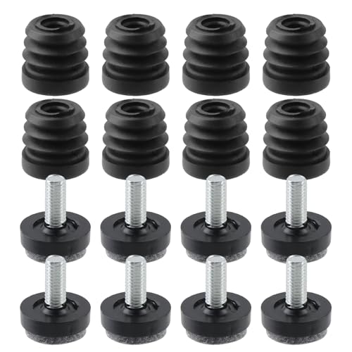 Antrader 8Pcs Inserts for Round Tubes with Felt Leveling Feet - size: 1"(25mm)x M8