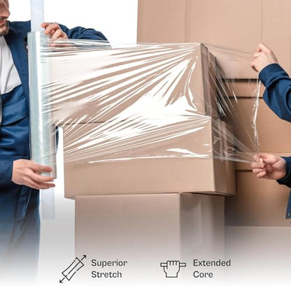 PSBM Stretch Film/Wrap with Extended Core Handles, 1 Roll 20 Inch x 1000 Feet 70 Gauge Heavy Duty Clear Plastic Wrap Industrial Strength Shrink Film for Moving, Packing & Shipping - size: 1 Pack, style: 70 Gauge