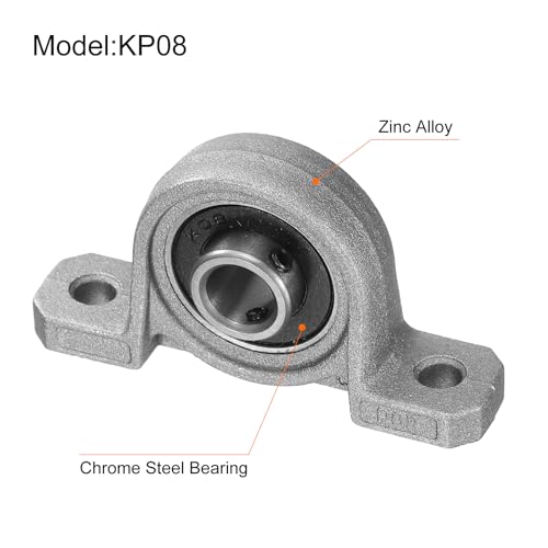 uxcell 4pcs KP08 Pillow Block Bearing 8mm Bore Bearing Units Zinc Alloy Flange Mounted Bearing Housing, P6(ABEC3) - size: KP08