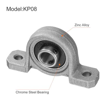 uxcell 4pcs KP08 Pillow Block Bearing 8mm Bore Bearing Units Zinc Alloy Flange Mounted Bearing Housing, P6(ABEC3) - size: KP08