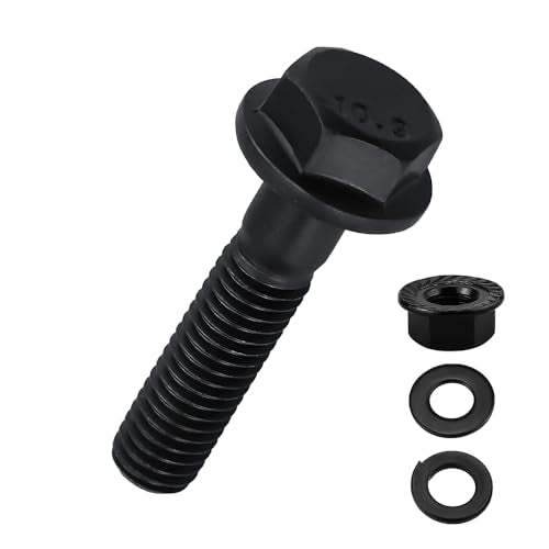 12-Sets M8-1.25 x 35mm Grade 10.9 Flange Hex Bolts + Flange Nut + Flat Washer + Lock Washer Combo Pack, Black Oxide, for Automotive & Machinery - size: M8-1.25 x 35mm