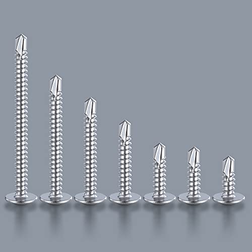 Wensilon（100pcs）#8×2”for Sheet Metal Self-Tapping Screws 410 Stainless Steel Truss Head High-Strength Quick Tapping Screws - color: Silver, size: #8X2"
