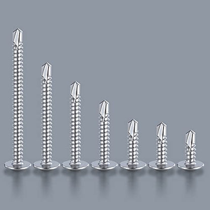Wensilon（100pcs）#8×2”for Sheet Metal Self-Tapping Screws 410 Stainless Steel Truss Head High-Strength Quick Tapping Screws - color: Silver, size: #8X2"