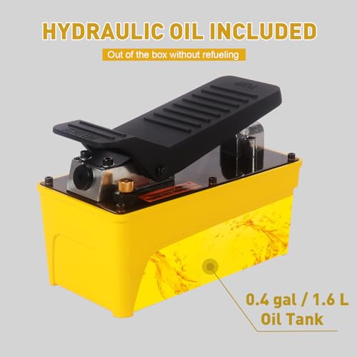 Air Hydraulic Pump, 10000 PSI High Pressure Output, Foot Pedal Pump, Yellow - color: Yellow