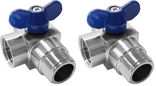 Beduan 1/2” NPT Mini Ball Valve Male to Female 90 Degree Stainless steel Street Elbow Shut Off Valve (Pack of 2) - size: 1/2 NPT (Pack of 2)