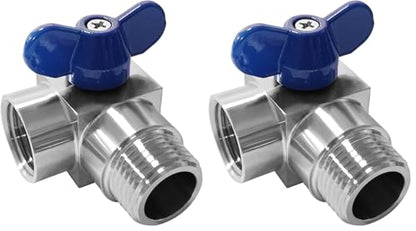 Beduan 1/2” NPT Mini Ball Valve Male to Female 90 Degree Stainless steel Street Elbow Shut Off Valve (Pack of 2) - size: 1/2 NPT (Pack of 2)