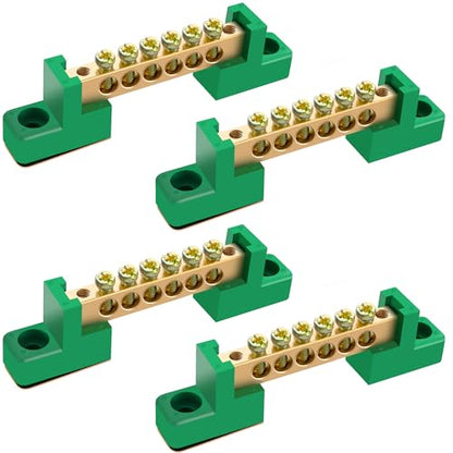 Neutral Bar, 4 Pack 6-Position Brass Terminal Block - size: 6 Position, style: grounding bus bar
