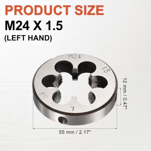 M24 x 1.5 Round Threading Die Left Hand Alloy Steel - size: M24 x 1.5