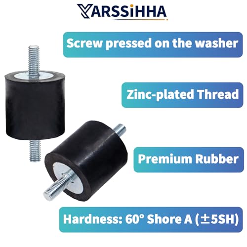 Yarssihha 4 Pack M8 Anti-Vibration Rubber Isolator Mounts, 40x40mm Rubber Studs Shock Absorber, Cylindrical Vibration Isolators for Diesel Engines, Air Compressors, Vibration Motor - size: D40*H40mm