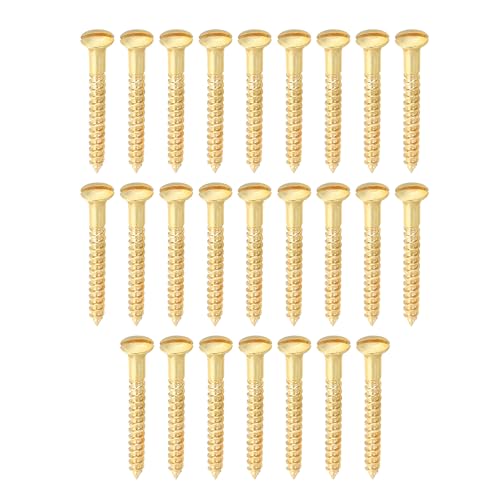 PATIKIL M3 x 25mm Slotted Wood Screw, 25 Pack Solid Brass Oval Head - size: M3x25mm