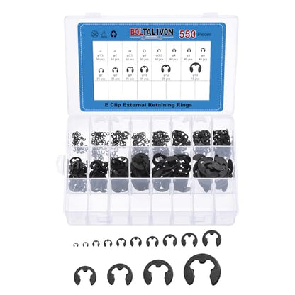 550Pcs M1.5-M15 External Retaining Ring E Clip Snap Rings - size: M1.5-M15