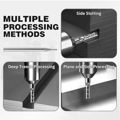 1/16" Ceramic Square End Mill 4 Flute Milling Bits Set for Steel 5pcs - size: 1/16 inch