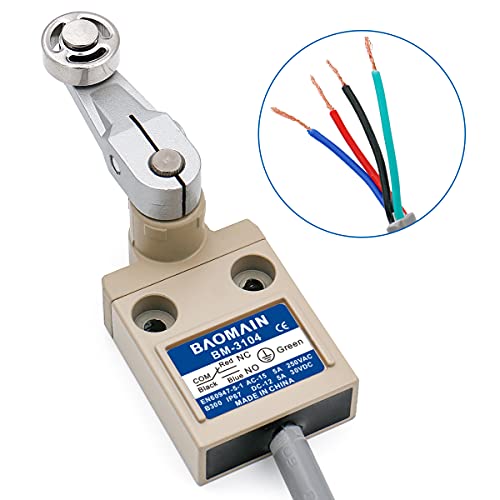 BAOMAIN BM-3104 Limit Switch, Rotary Roller Lever, SPDT, 5A IP67