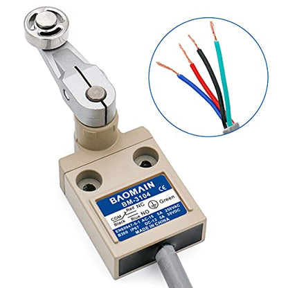 BAOMAIN BM-3104 Limit Switch, Rotary Roller Lever, SPDT, 5A IP67