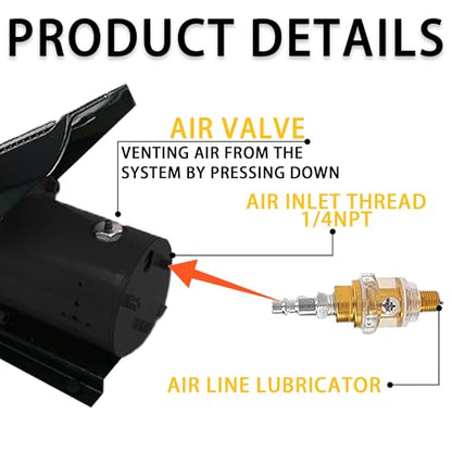 HEROSON 10000 PSI Air Hydraulic Pump, 0.7L Tank, NPT3/8 Oil Outlet NPT1/4 Inlet with Air Line Lubricator - color: black