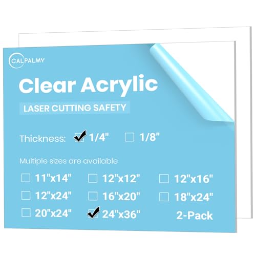 CALPALMY 24 x 36 x 1/4 inch Clear Cast Acrylic Plexiglass Sheet, 2-Pack - color: Clear (Laser Cut), size: 24x36", 1/4" Thick