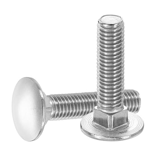 uxcell 10Pcs Carriage Bolts, M10 x 45mm Stainless Steel 18-8 (304) Round Head Square Neck Screws Bolt Screw for Fastening Accessories - Silver - color: Silver, size: M10 x 45mm