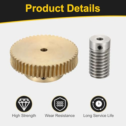 uxcell Worm Gear Set 50T 1:50 Reduction Rate1045 Steel Rod 5mm Bore - size: Gear-4mm, Rod-5mm Bore, style: 0.8M-50T