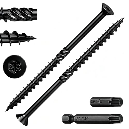 Wensilon 5/16 * 6" Black Deck Screws 27pcs 2lbs 8x150mm Lag Screws - color: Black, size: 5/16*6"