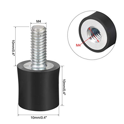 uxcell M4 Male Female Rubber Mounts, Shock Absorber, for Motor Generator Compressor Garage Reverse Osmosis Pump Impact Air Generator Car Bobbins D10mmxH10mm 8pcs - size: M4x10mmx10mm
