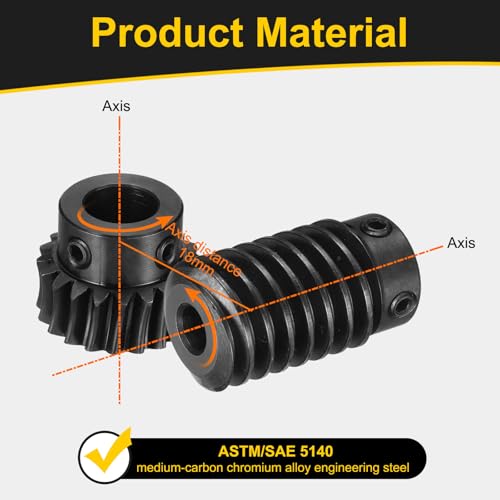 uxcell Worm Gear Set 1 Mod 20T 1:20 Reduction Rate,Gear 10mm,Rod 6mm Bore - size: Gear 10mm, Rod 6mm Bore