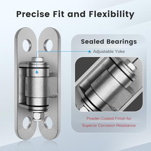 Eatra Large, Heavy Duty Gate Hinges with Sealed Bearings and 8 Screws, Adjustable Yoke Pivot, Suitable for Large Driveway Gates Up to 1100 Pounds, Two Pack, Carbon Black (2pcs Silver) - color: 180 Gate Hinge 2pcs silver
