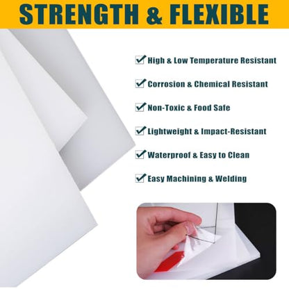 Polypropylene Sheet Rigid Plastic Board, Engineering Plastic Sheet Lightweight PP Panel for Cutting Board, DIY, Water Tank, 5mm Thick, White 400x600mm - size: 400x600x5mm