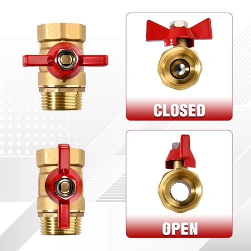 2PCS Full Flow Brass Garden Hose Shut Off Valve, G3/4" Male x Female Thread No Restricted-Flow Water Shut-Off Connector, Heavy Duty High Flow Full Port Ball Valve Adapter (Butterfly Handle) - style: Male x Female-Butterfly Handle 2PCS