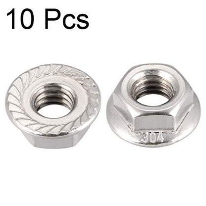 uxcell 5/16-18 Serrated Flange Hex Lock Nuts, 304 Stainless Steel, 10 Pcs