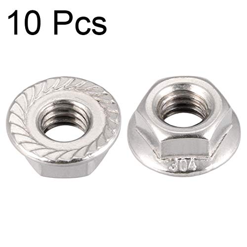 uxcell 5/16-18 Serrated Flange Hex Lock Nuts, 304 Stainless Steel, 10 Pcs