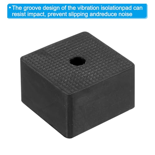 PATIKIL Rubber Anti-Vibration Pads, 4 Pcs Square Vibration Isolation Mats with Hole 1.97" x 1.97" x 1.2" for HVAC Air Conditioner Air Compressor Dryer, Black