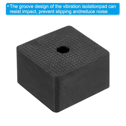 PATIKIL Rubber Anti-Vibration Pads, 4 Pcs Square Vibration Isolation Mats with Hole 1.97" x 1.97" x 1.2" for HVAC Air Conditioner Air Compressor Dryer, Black