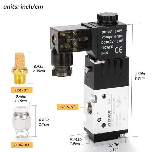 1/8" NPT Solenoid Valve 3V110-06, 3-Way N.C., DC 12V, DIN - size: NPT1/8″/DC12/Junction on Box, style: 2-Position 3-Way Solenoid Valve