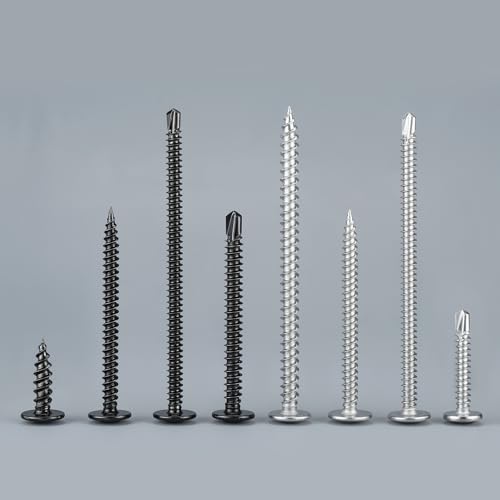 Self Drilling Screws for Metal,#10 x 1 Inch 225Pcs Sheet Metal Modified Truss Head,410 Stainless Steel Self Tapping Screws - color: Silver Self Drilling, size: 10x1"